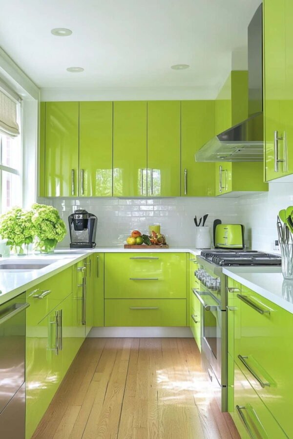apple green kitchen cabinets ideas