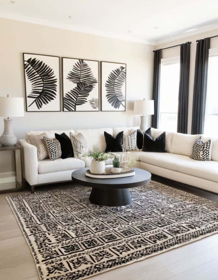 living room decor ideas black and white