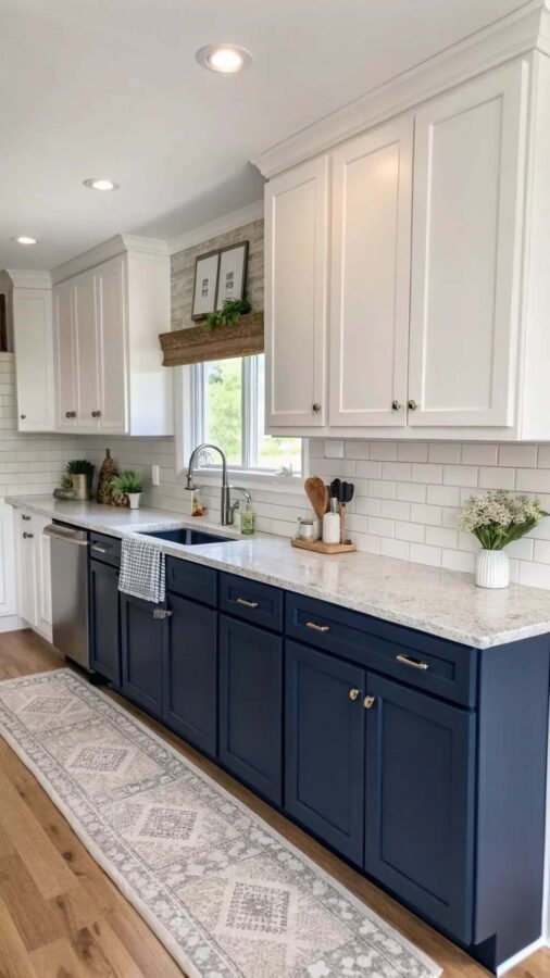 blue and white kitchen cabinets ideas