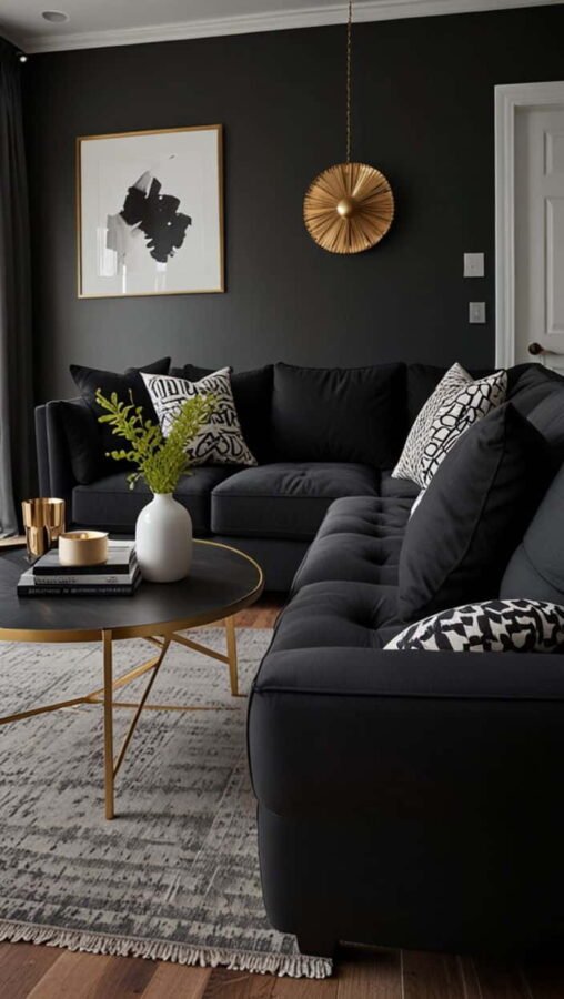 living room decor ideas black sofa