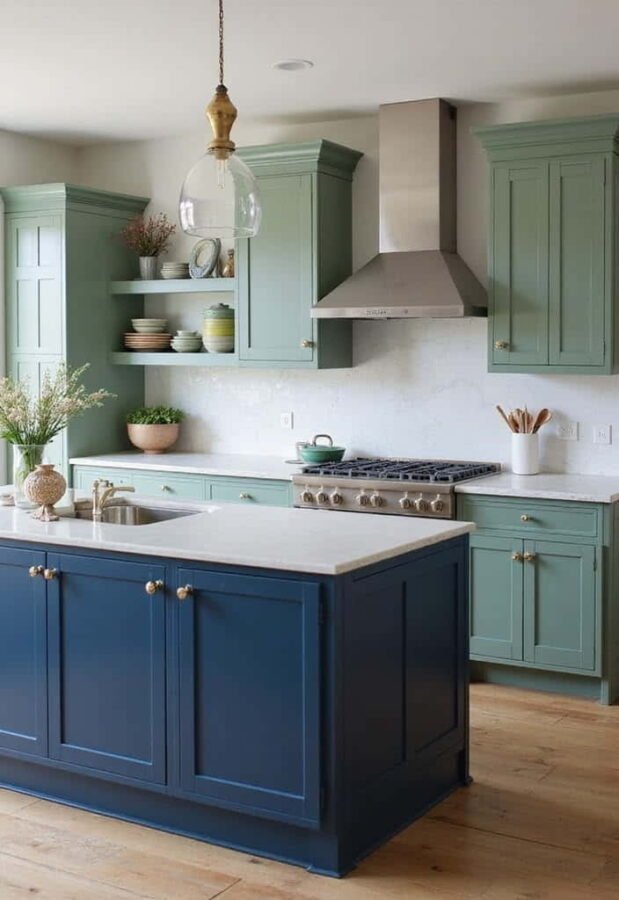 blue green kitchen cabinets ideas