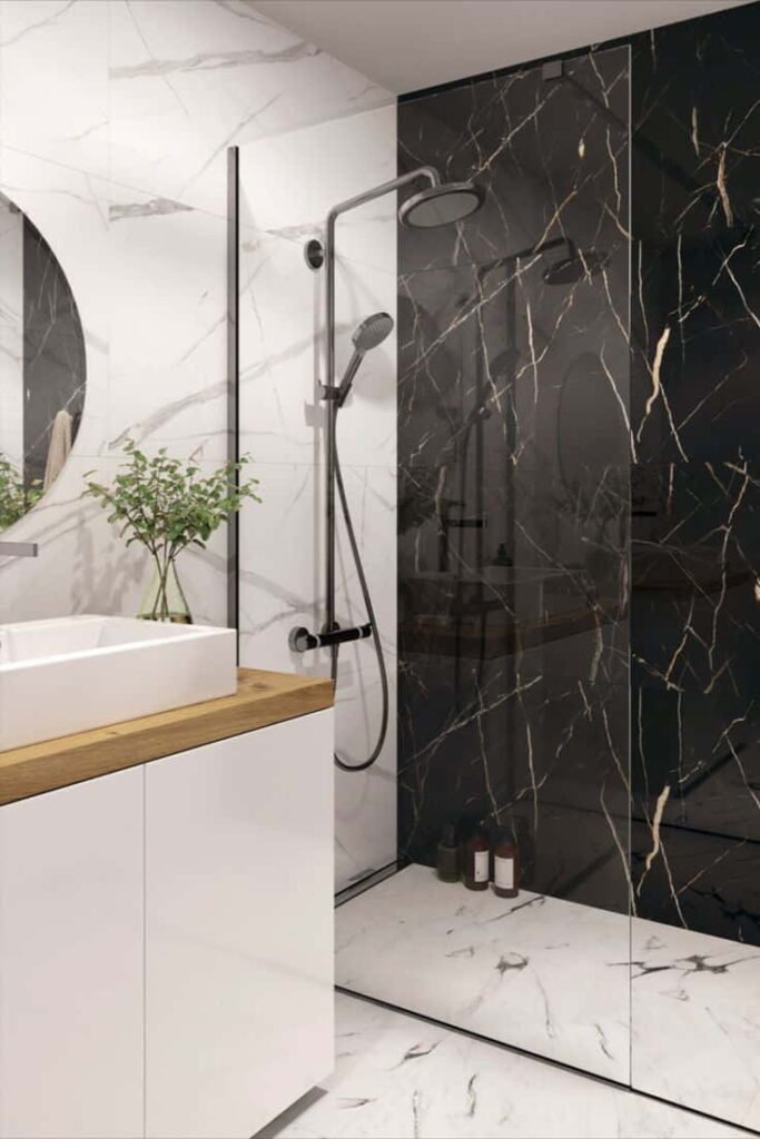 bathroom tile ideas black and white