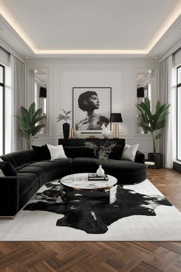 living room decor ideas black sofa