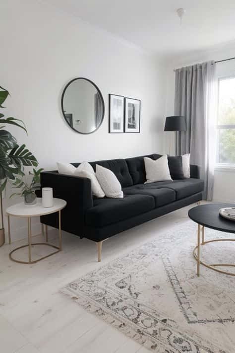 small living room ideas black and white