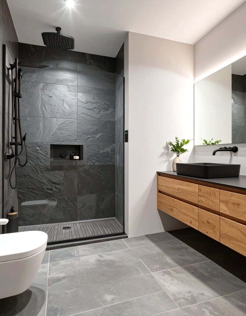 black bathroom tile ideas