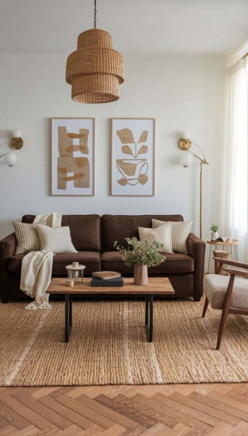 living room decor ideas brown sofa