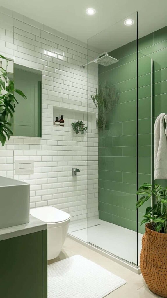 green bathroom tile ideas